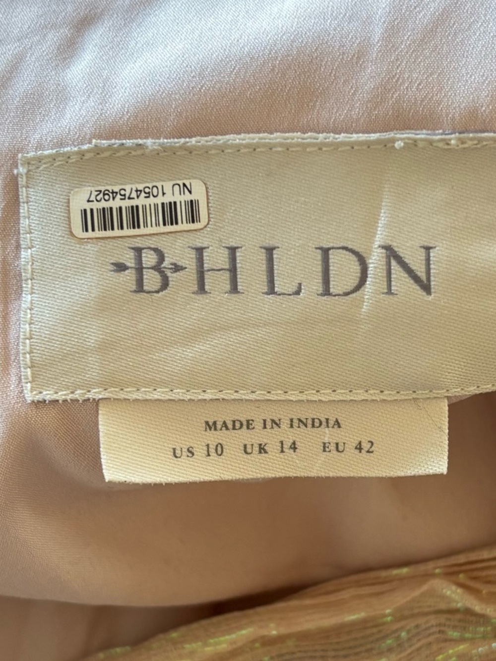BHLDN Jade Metallic One-Shoulder Asymmetrical-Waist Gown Size 10 - Picture 10 of 12